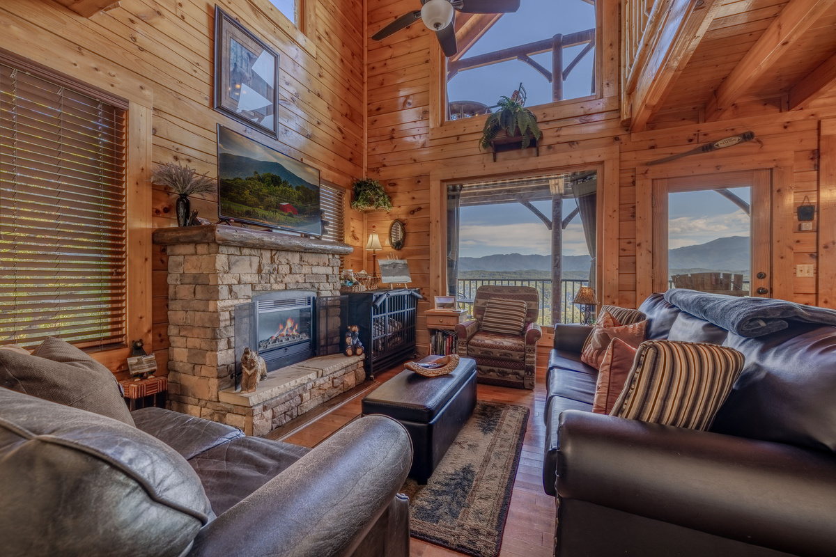 The living room has a gorgeous view