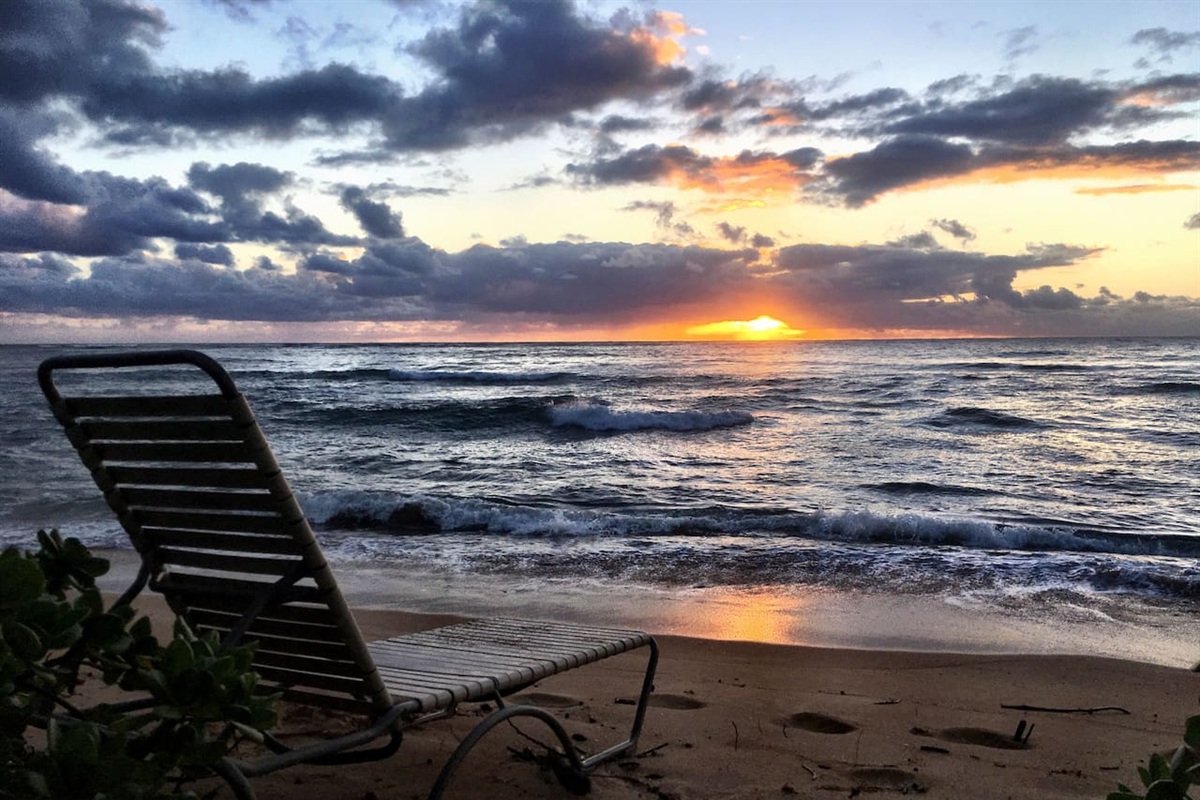 Sunrise from the beach in front of the condo.