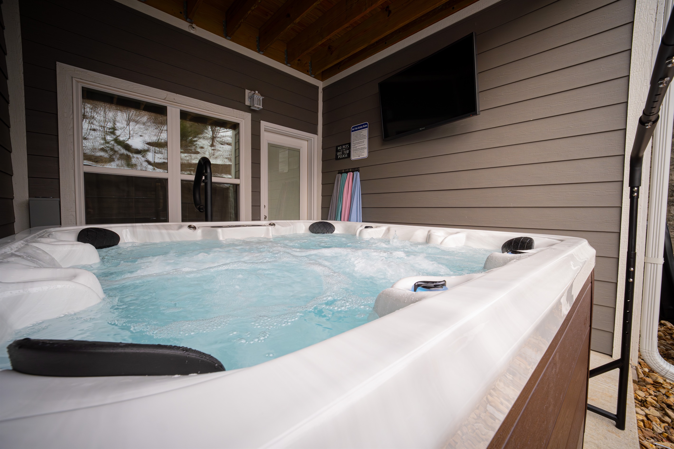 Relax in the private hot tub