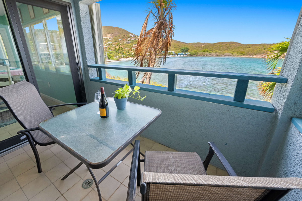 A peaceful outdoor spot to relax and soak in the island views.