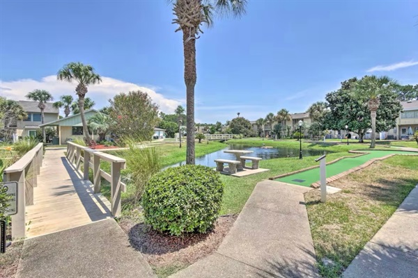 Walking paths and shuttleboard