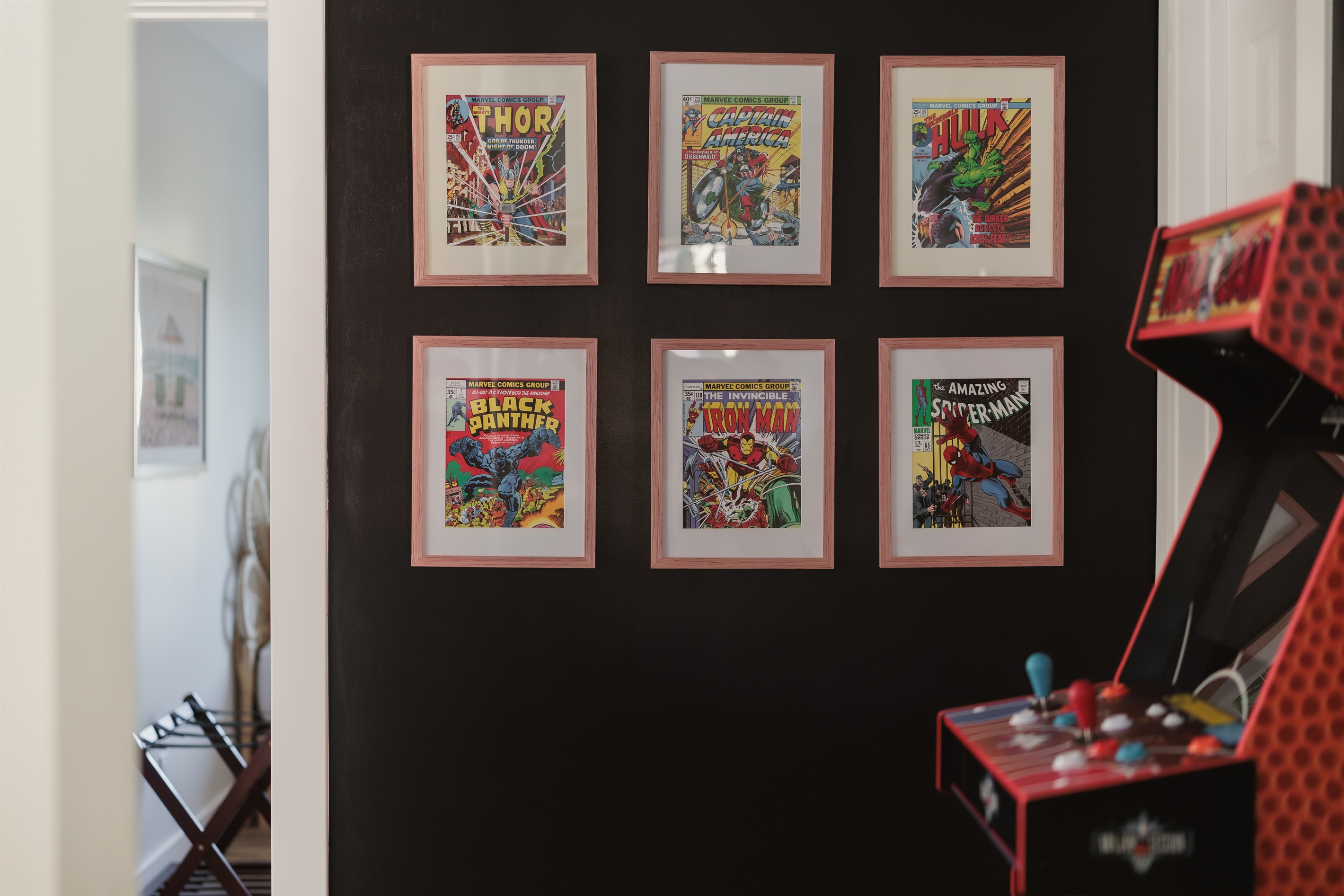San Diego is the site of the world famous Comic Con, which we pay homage to with a series of comic book covers in our arcade game hallway!