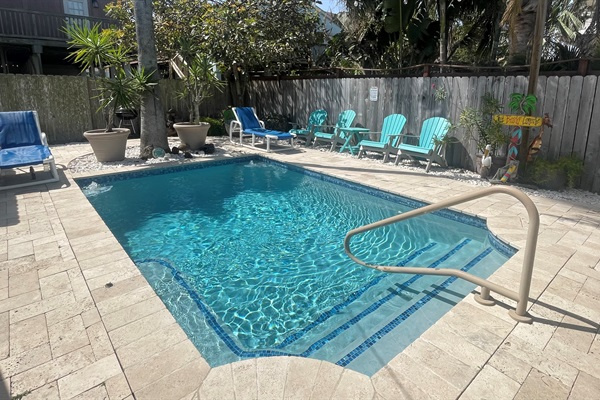 Poolside at Just Beachy Campeche… because every great beach vacation deserves a private pool!