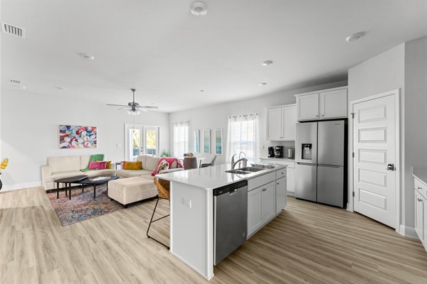 Open concept kitchen and living space