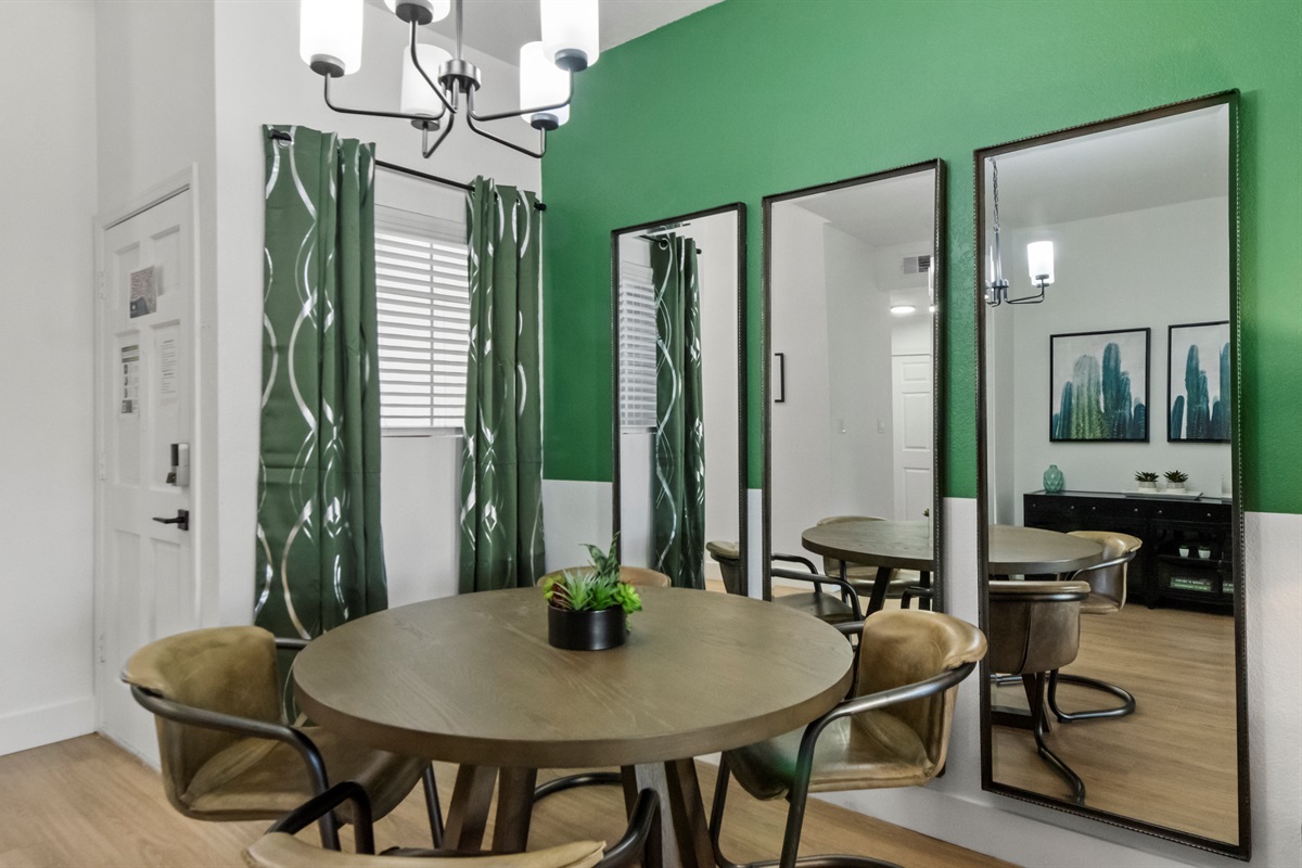 Relax and enjoy meals in a warm, welcoming dining area