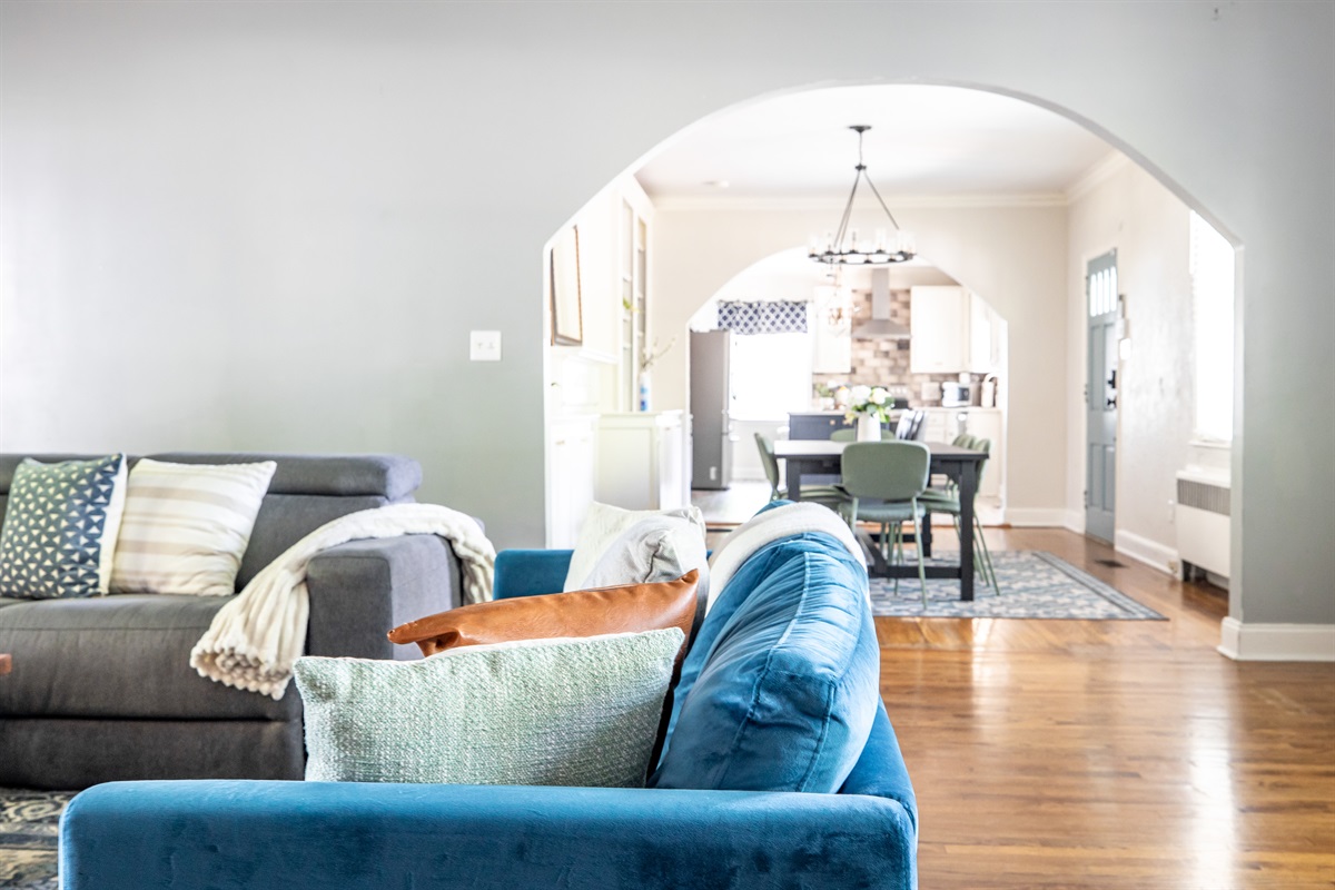 Living room, dining room, kitchen