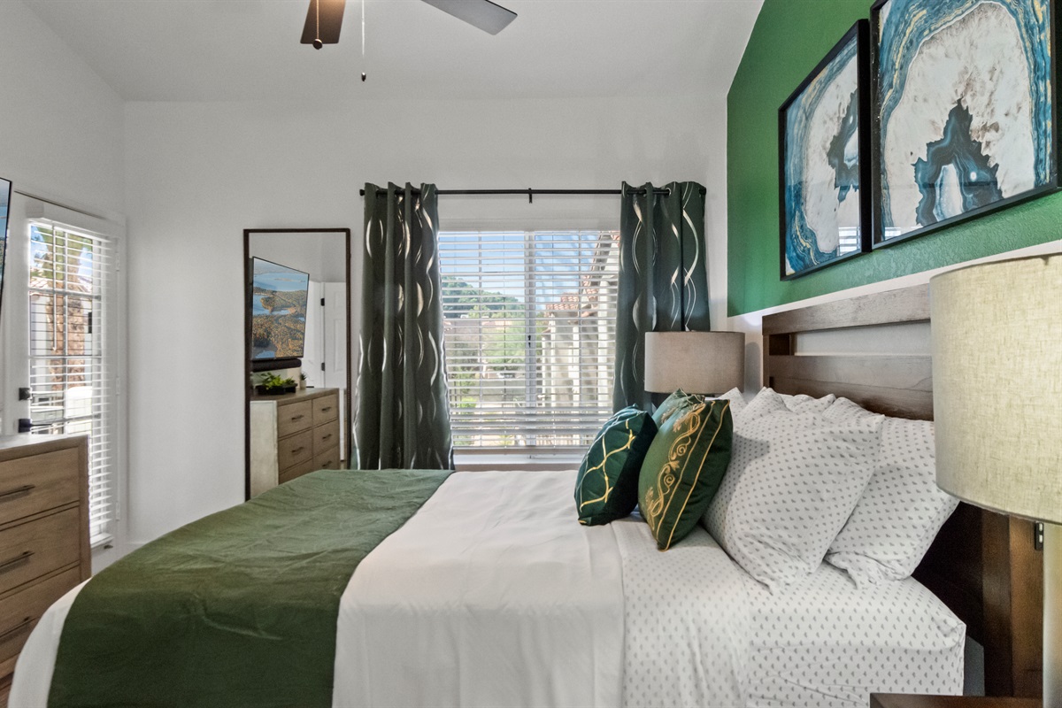 Sink into soft bedding after a busy day.