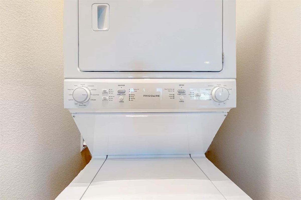 In-unit Washer and Dryer with ample detergent. You'll feel comfortable knowing fresh clothes are around the corner! Iron and board in unit.