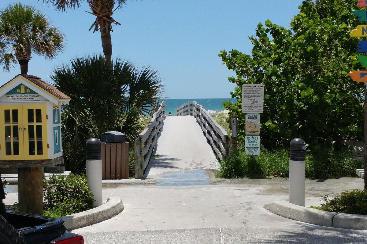 Entrance to the beach, which is a 3 to 5 minute walk to the fabulous Indian Rocks Beach!
