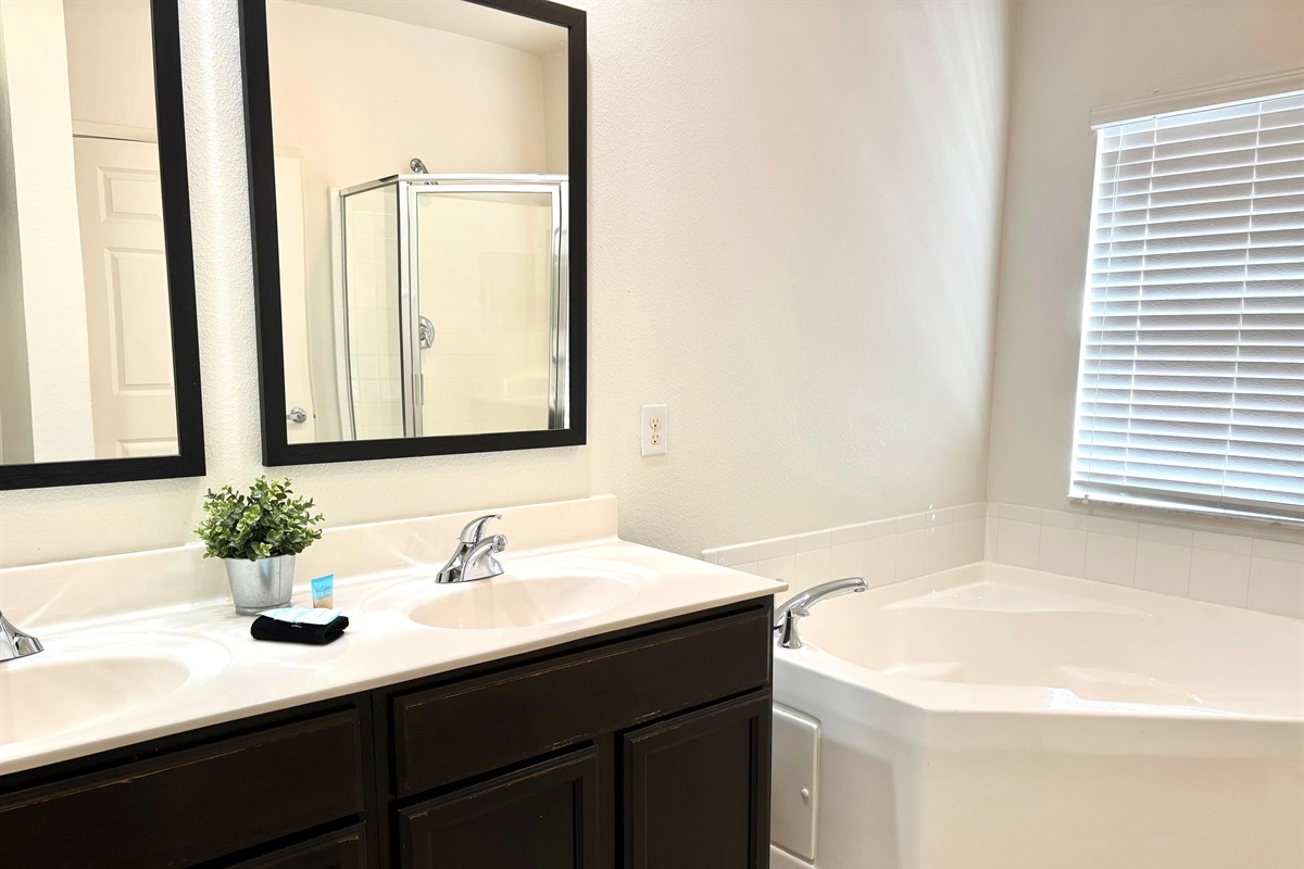 Primary bath with double vanity
