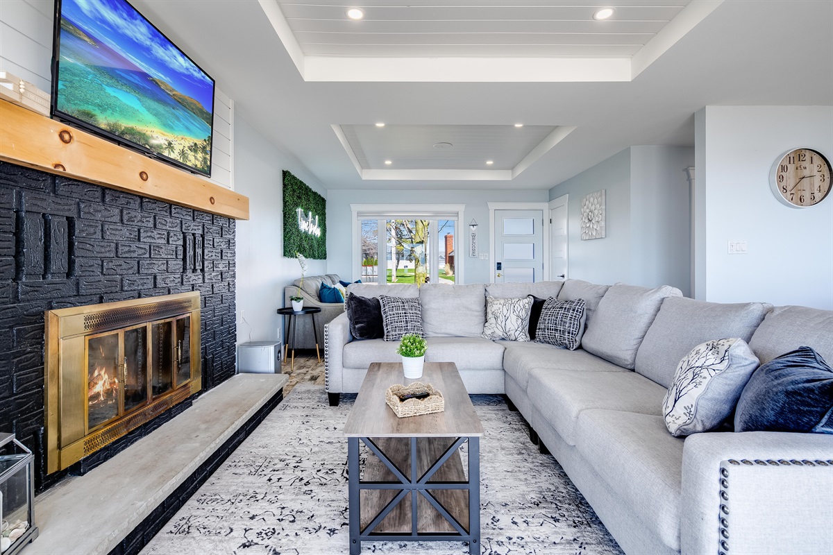 Statement lighting adds sculptural interest.