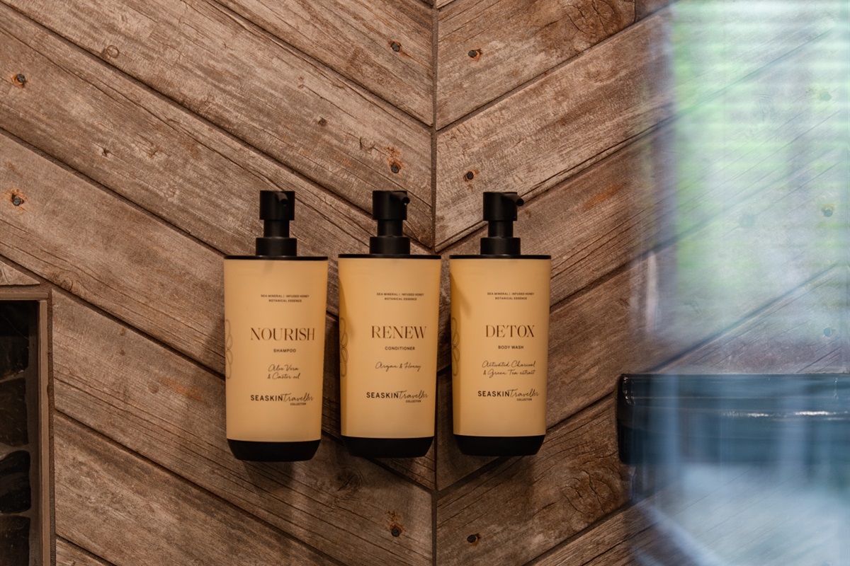 Soaps and lotions provided.