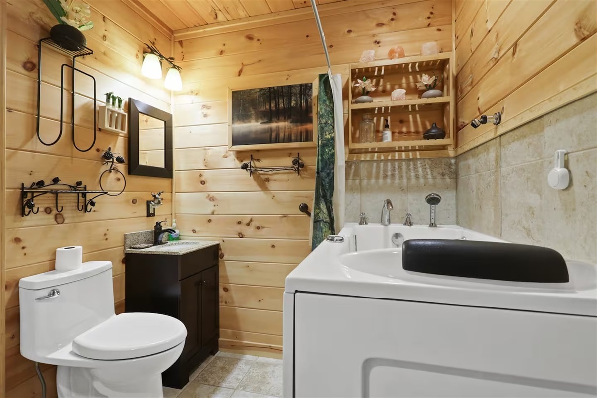 Bathroom #2 en-suite with disability hot tub with music and standing shower