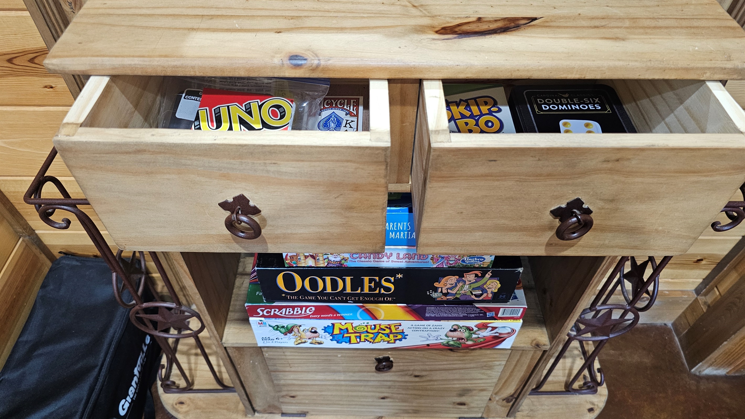 Plenty of board games and card games for indoor family entertainment.