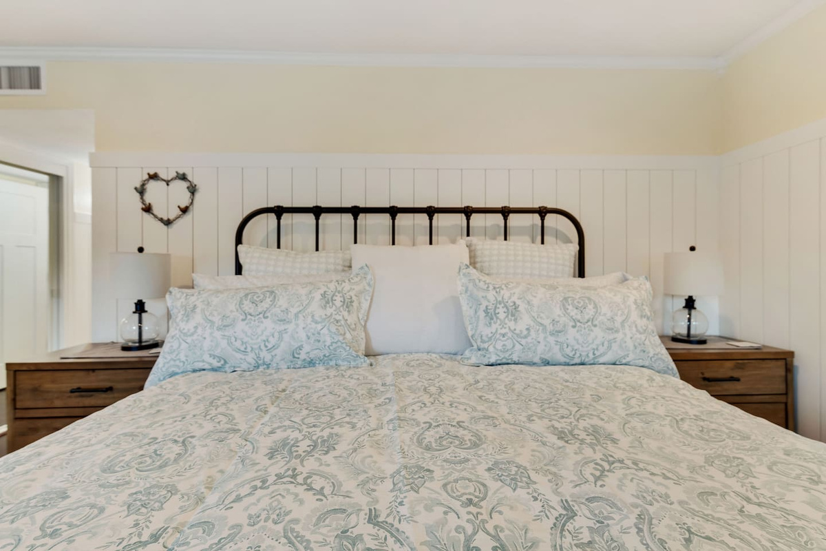Master has a king sized bed that is waiting for you