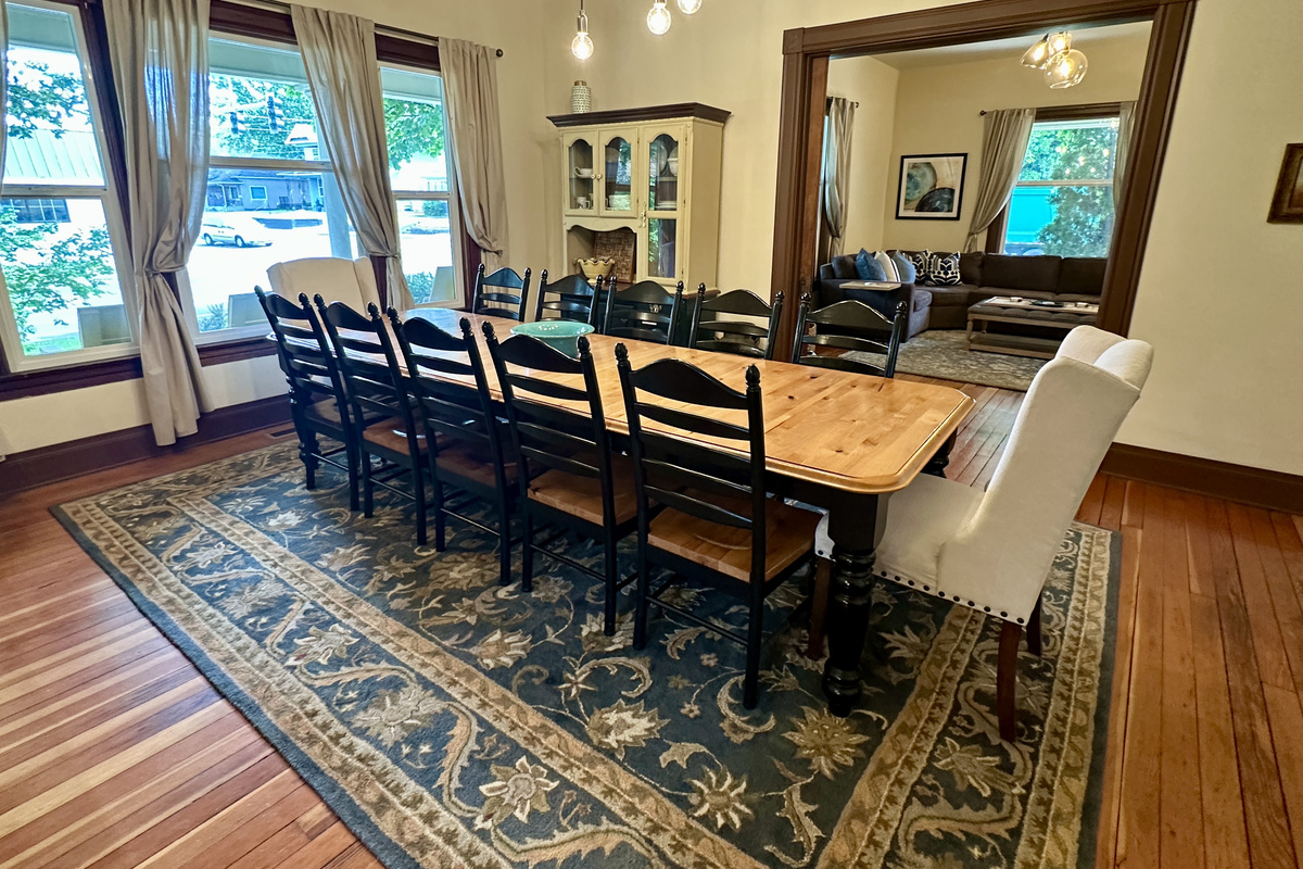 Formal Dining Room, large Farm Table, seats 12.
