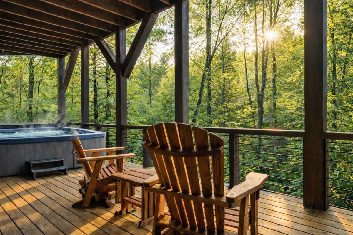 Adirondack chairs on the deck provide the perfect spot for sipping coffee and soaking in the view.