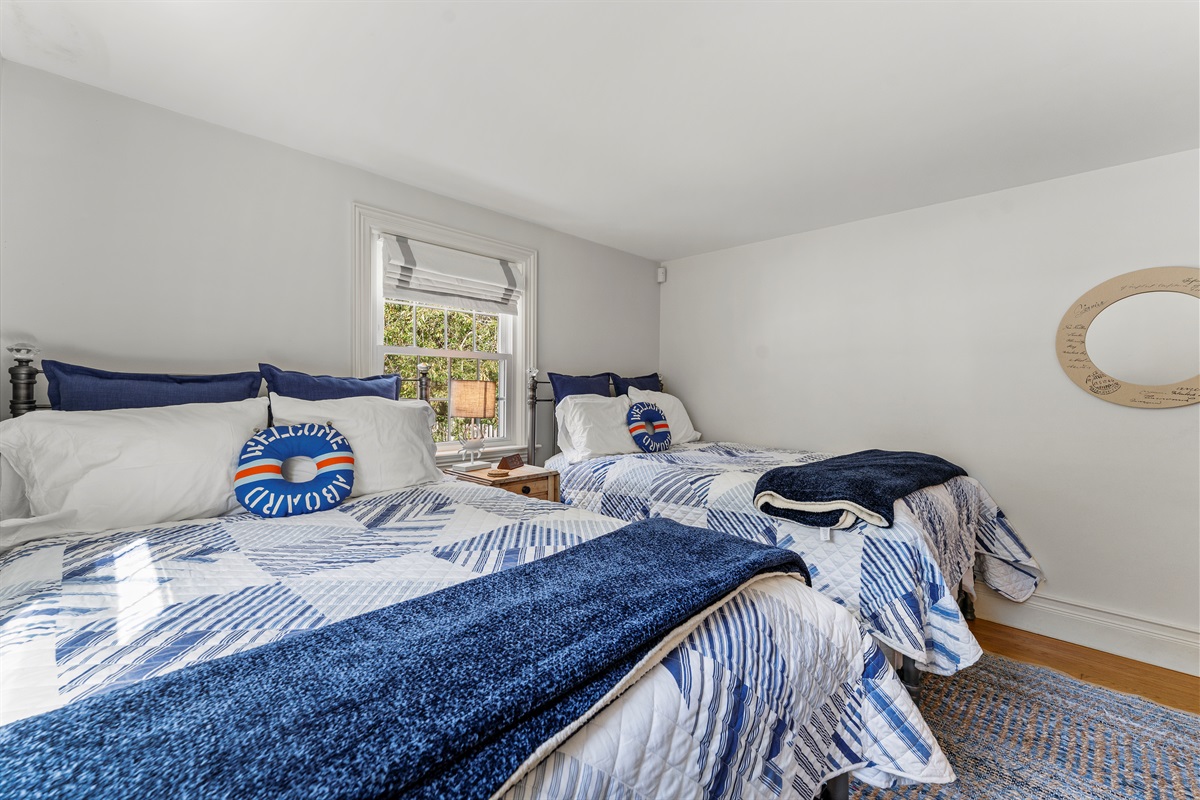 The perfect setup for friends or family, with two comfy double beds.