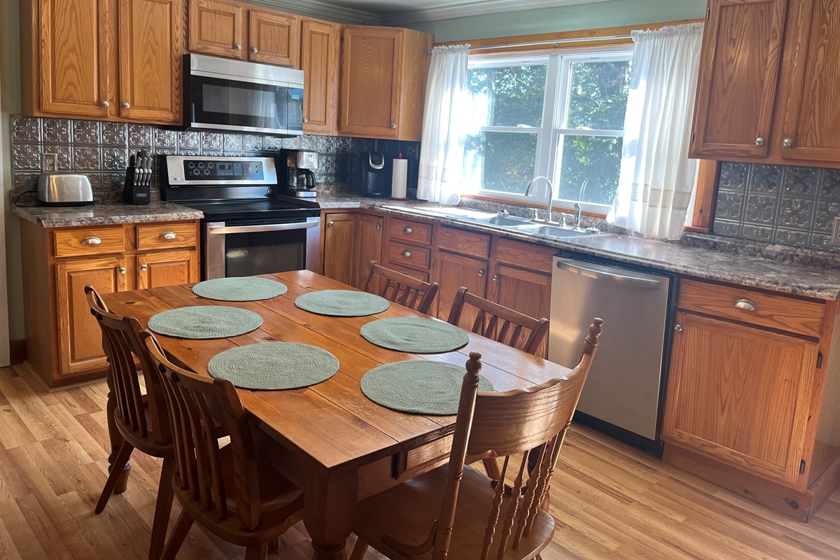 Kitchen with stainless steel appliances