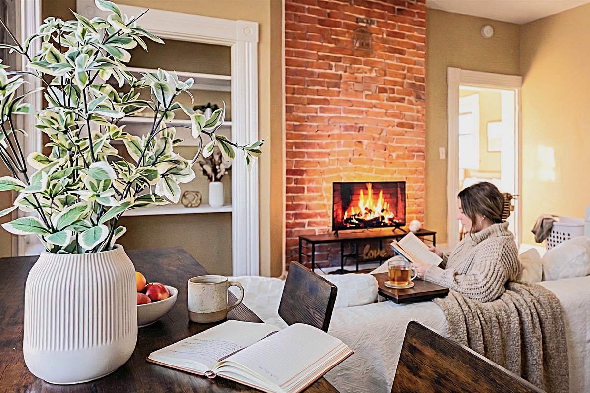 Cozy up on the couch and relax with a book or your favorite show.