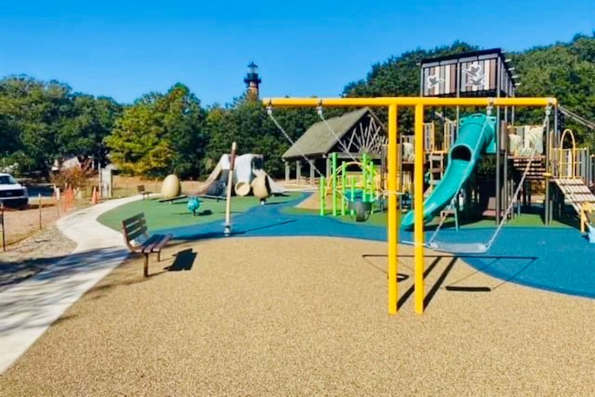 New playground in Historic Corolla park directly across from the Beach Club at Whalehead.