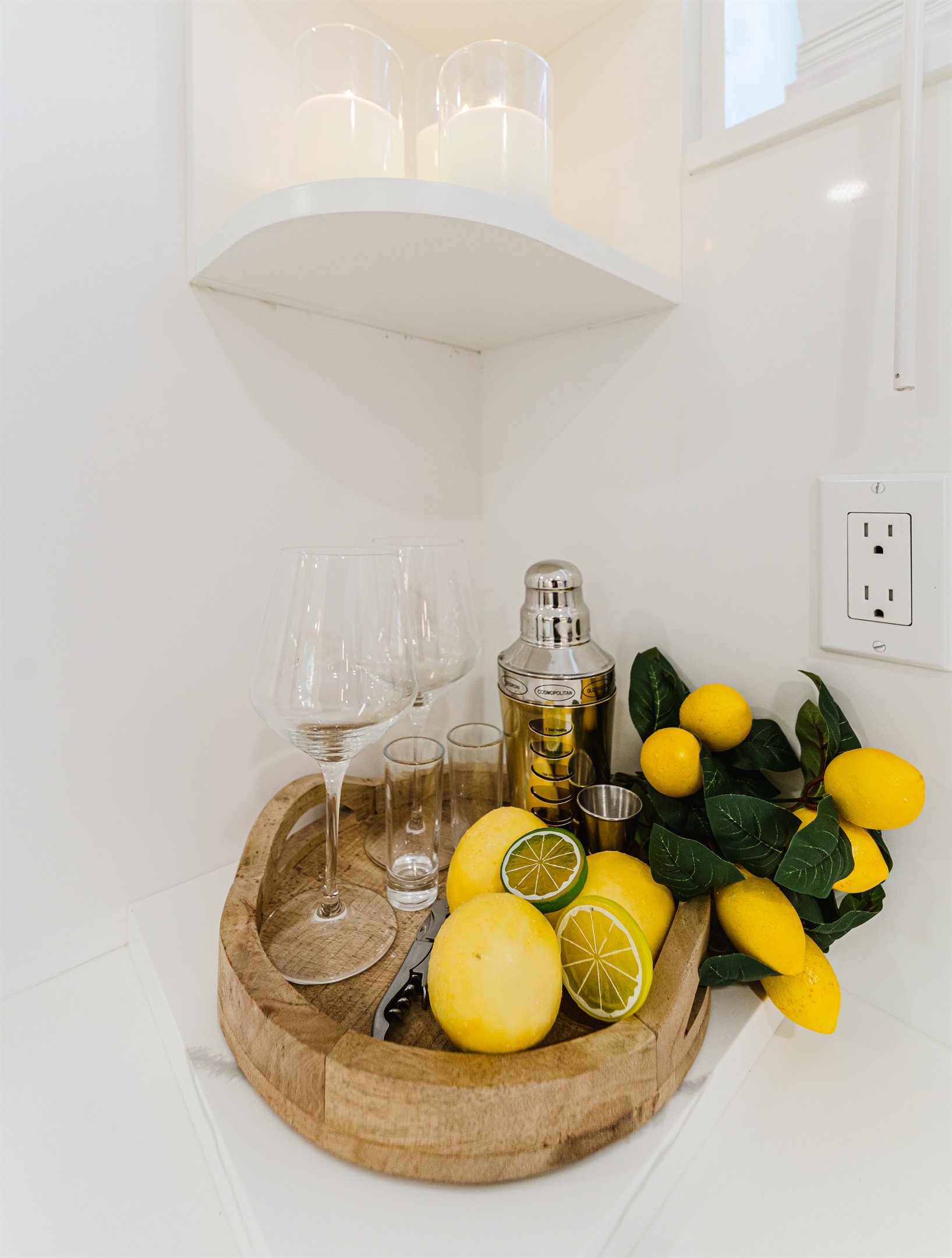 Evenings made easy with a thoughtfully styled cocktail nook—ideal for pre-dinner drinks or a nightcap at home.
