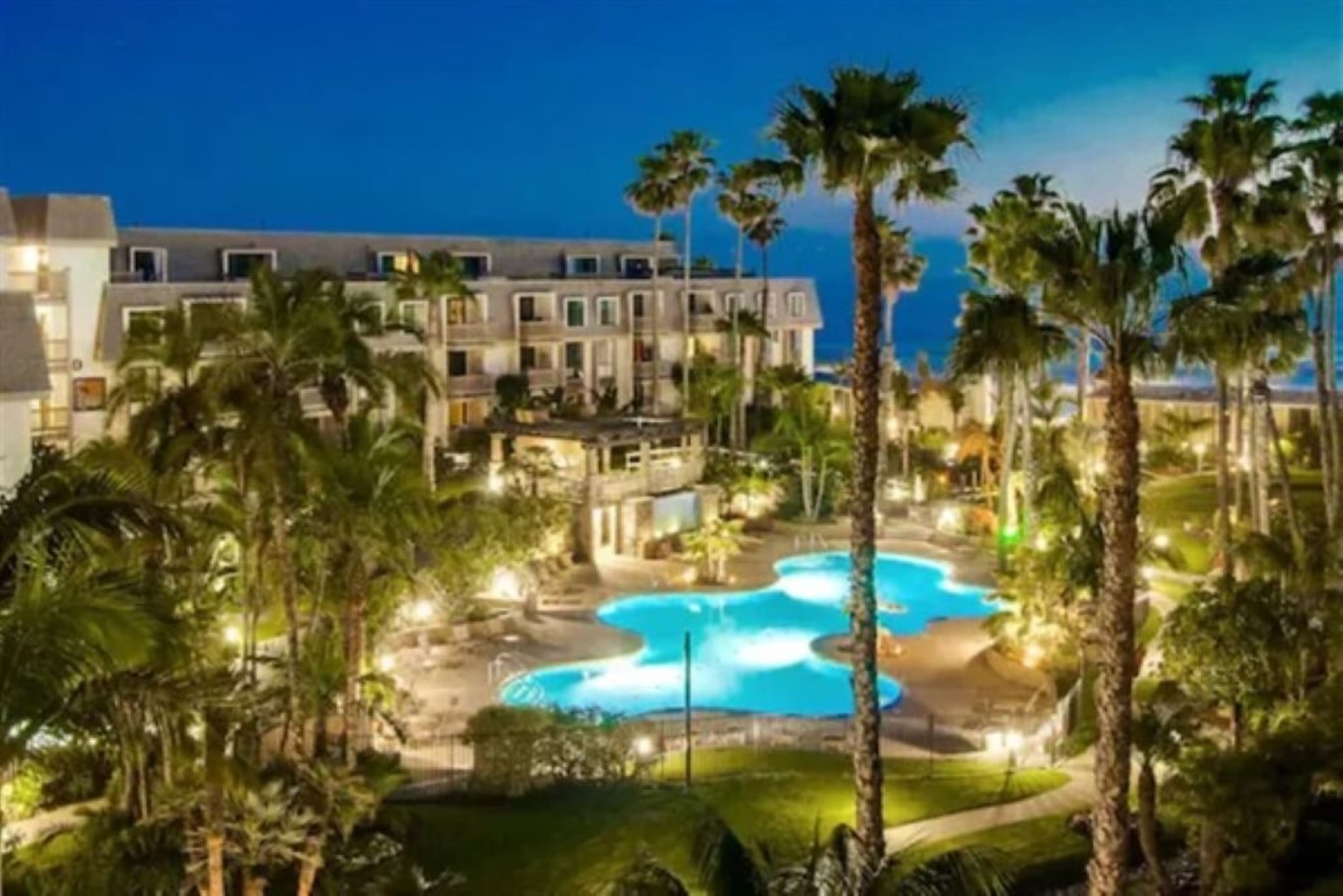 Tropical pool and lush landscaping at North Coast Village