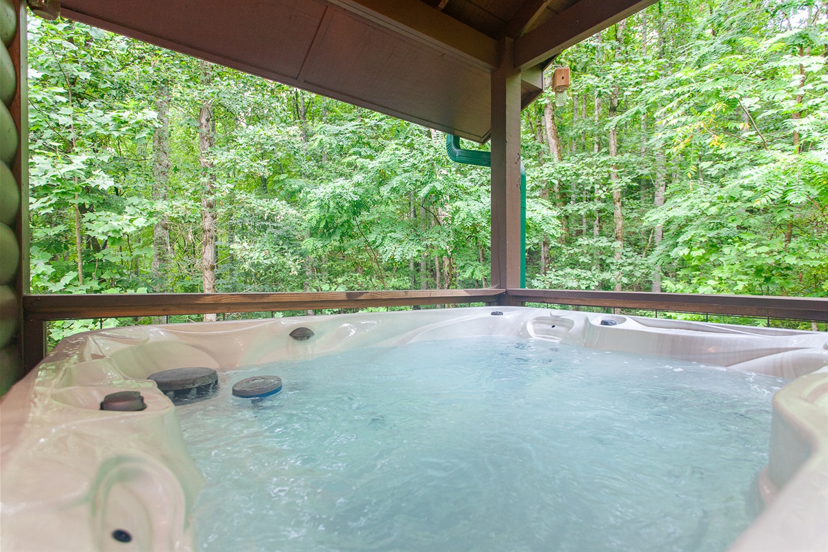 Private and covered hot tub