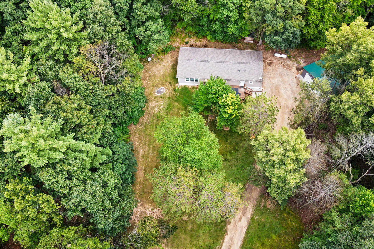 Aerial view of the property.