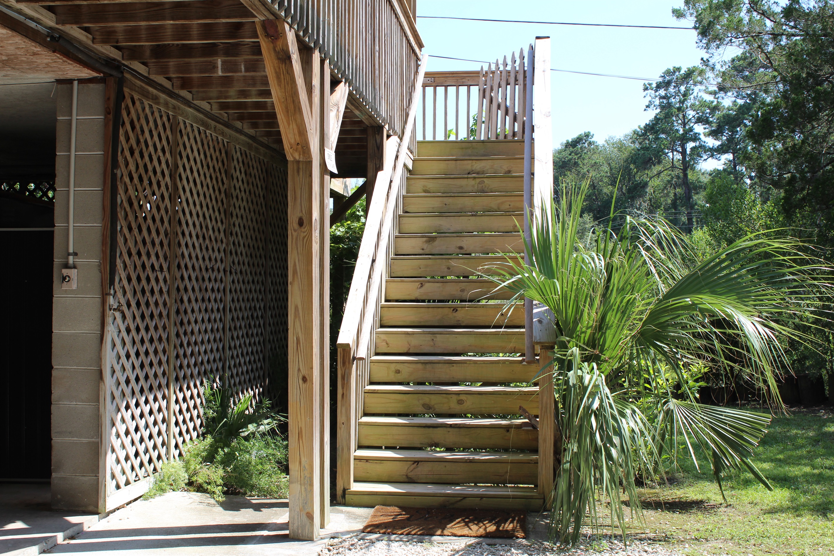 Your peaceful escape starts here—just up the steps.