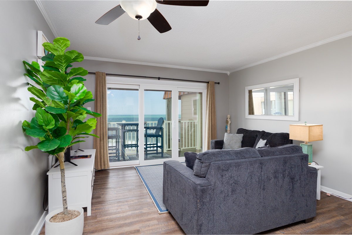 Living area with comfy seating and a clear view