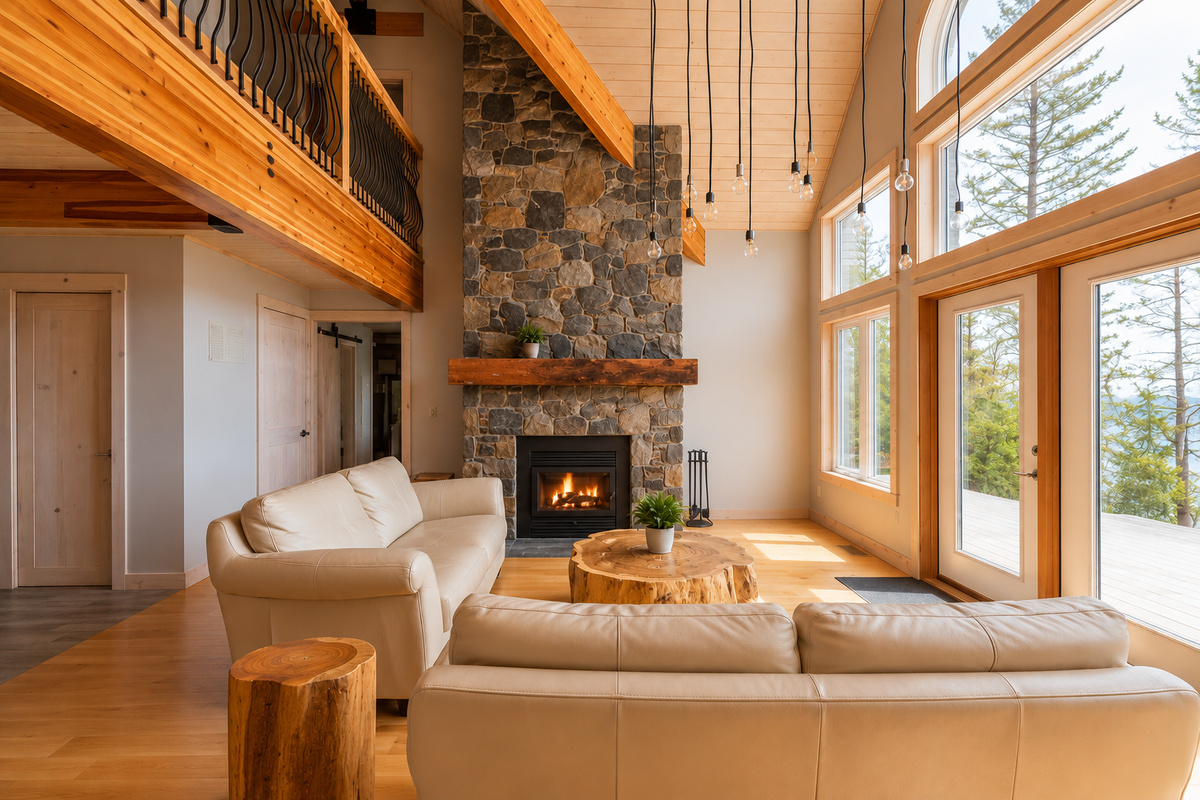 Wood burning fireplace