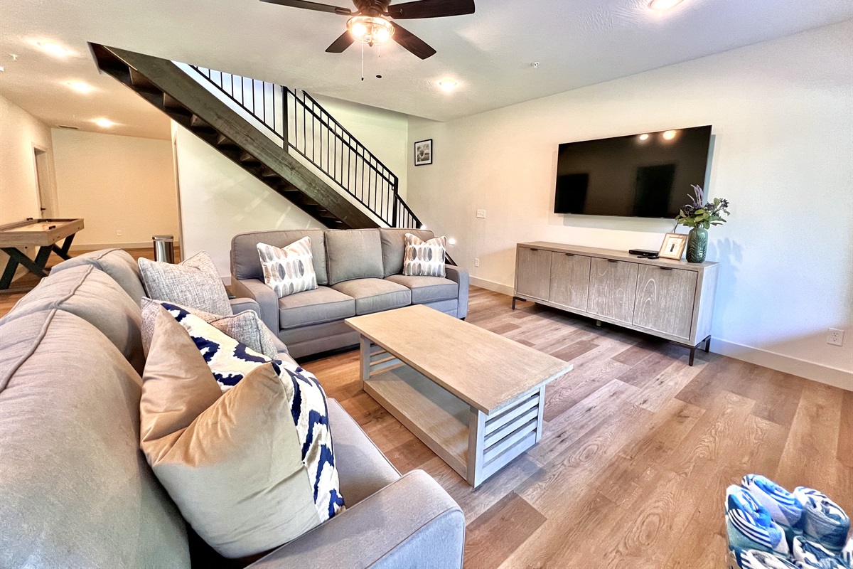 Lower second living room with large TV and DVD player!