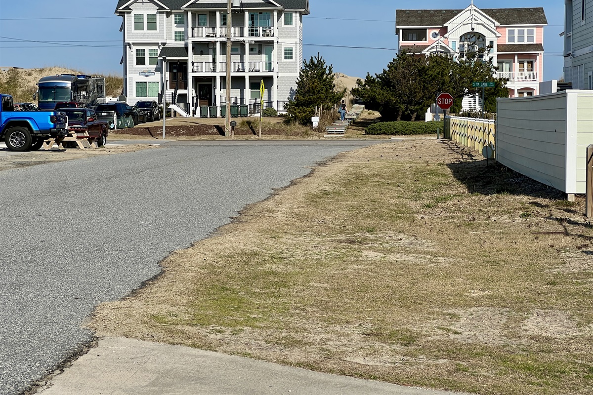 The view from the driveway to the private beach access! The beach is about 100 yards away