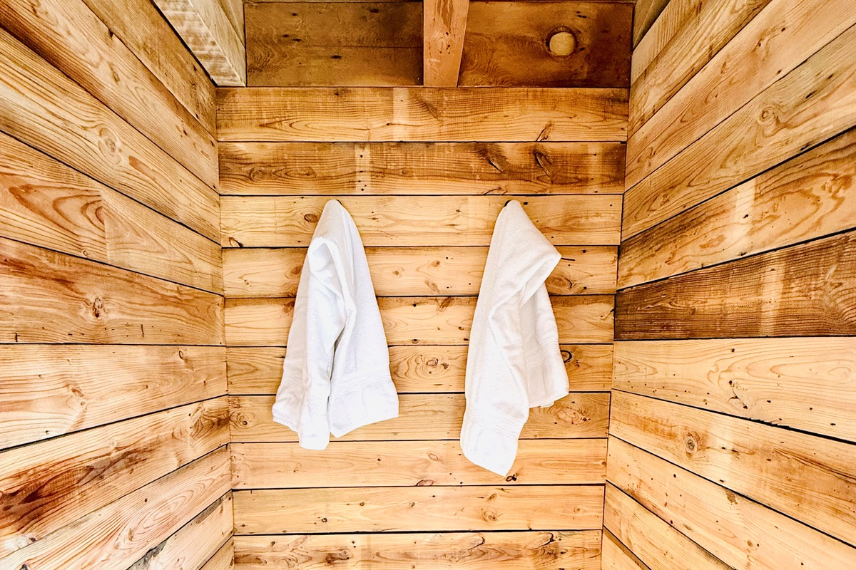 Changing room inside the sauna