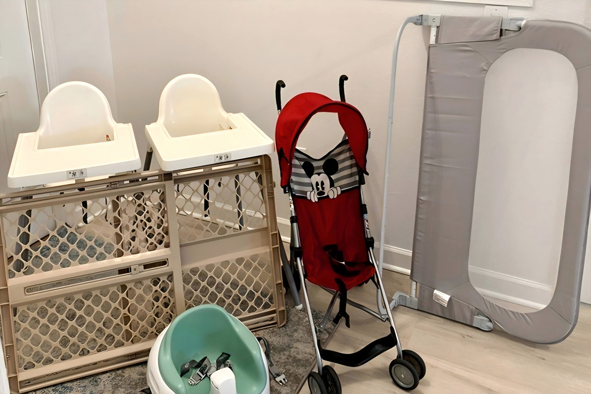 Baby Items- High Chairs, Pack n Plays, Gate, Bedrail, Booster Seat