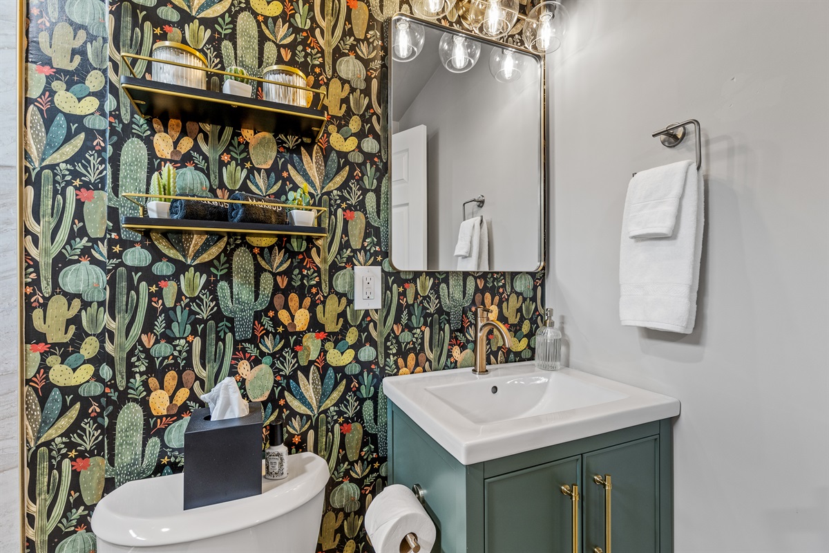 Playful southwest charm meets modern elegance - your spa-like bathroom is stocked and ready to refresh.