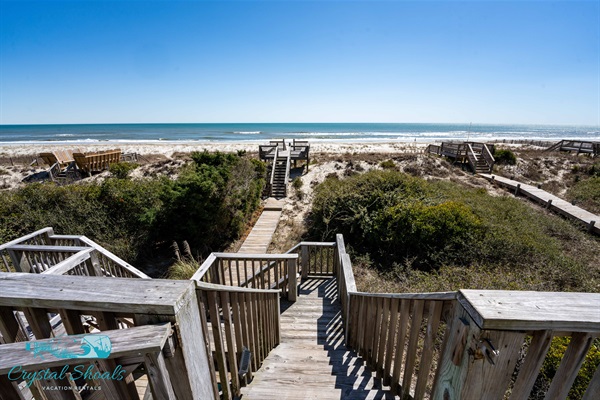 The Crystal Coast is just steps away from the main-level deck