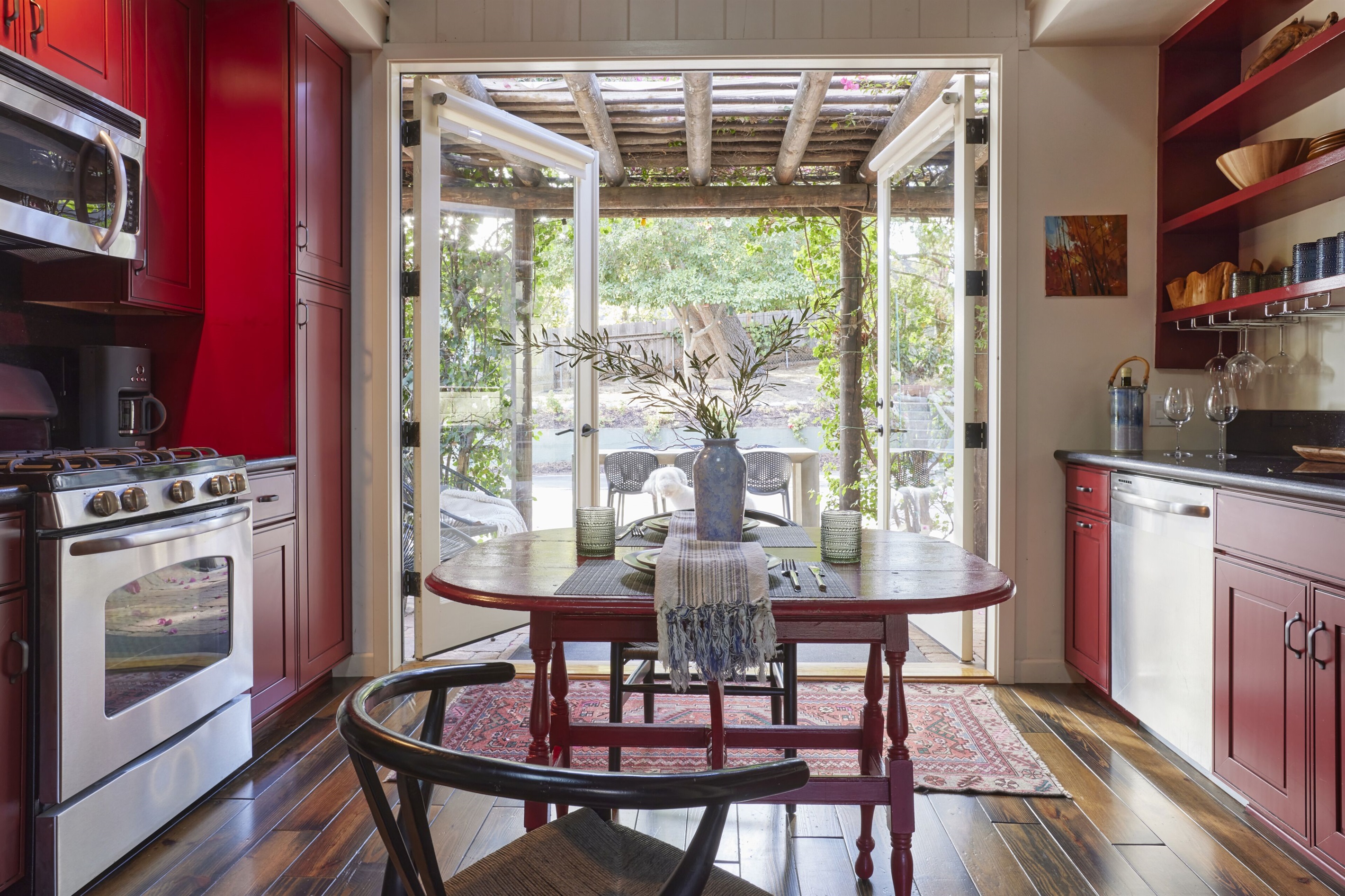 Glass doors to your own personal patio and let the California sunshine in!