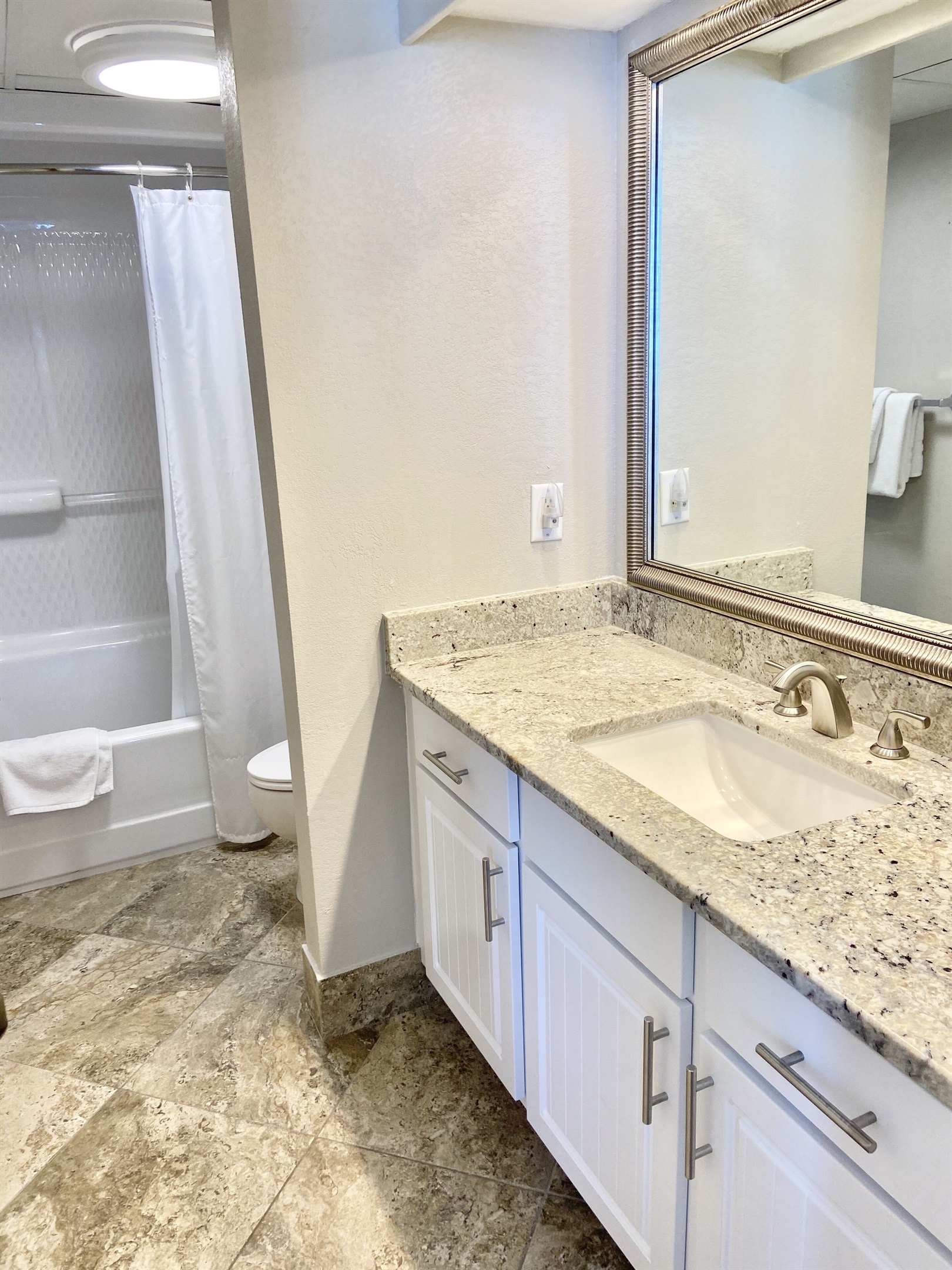 Master bathroom with tub/shower combination