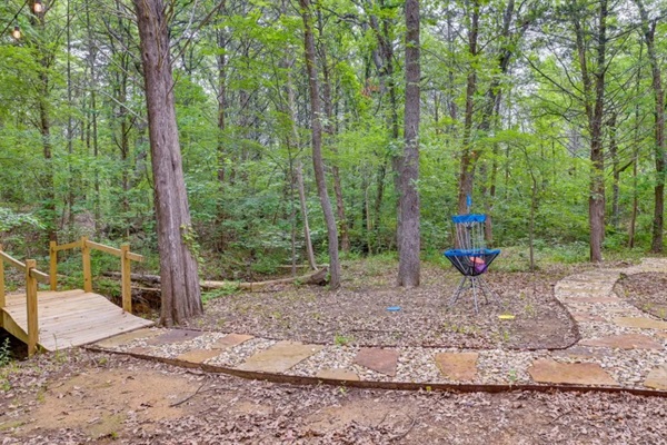 Bridge to Hiking Trails & Lake Overlook from Backyard | Frisbee Golf
