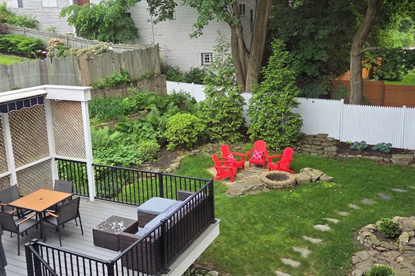 Spacious Enclosed and Private Backyard with Fire Pit