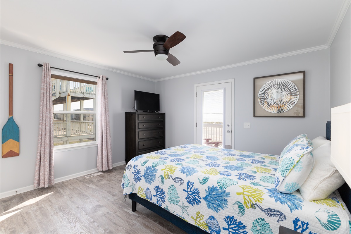 Tranquil bedroom with natural wood accents