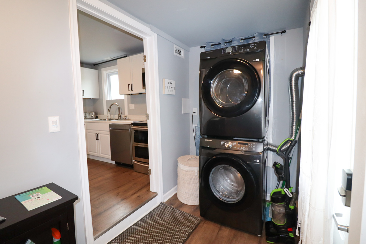 Full size washer and dryer in unit detergent provided