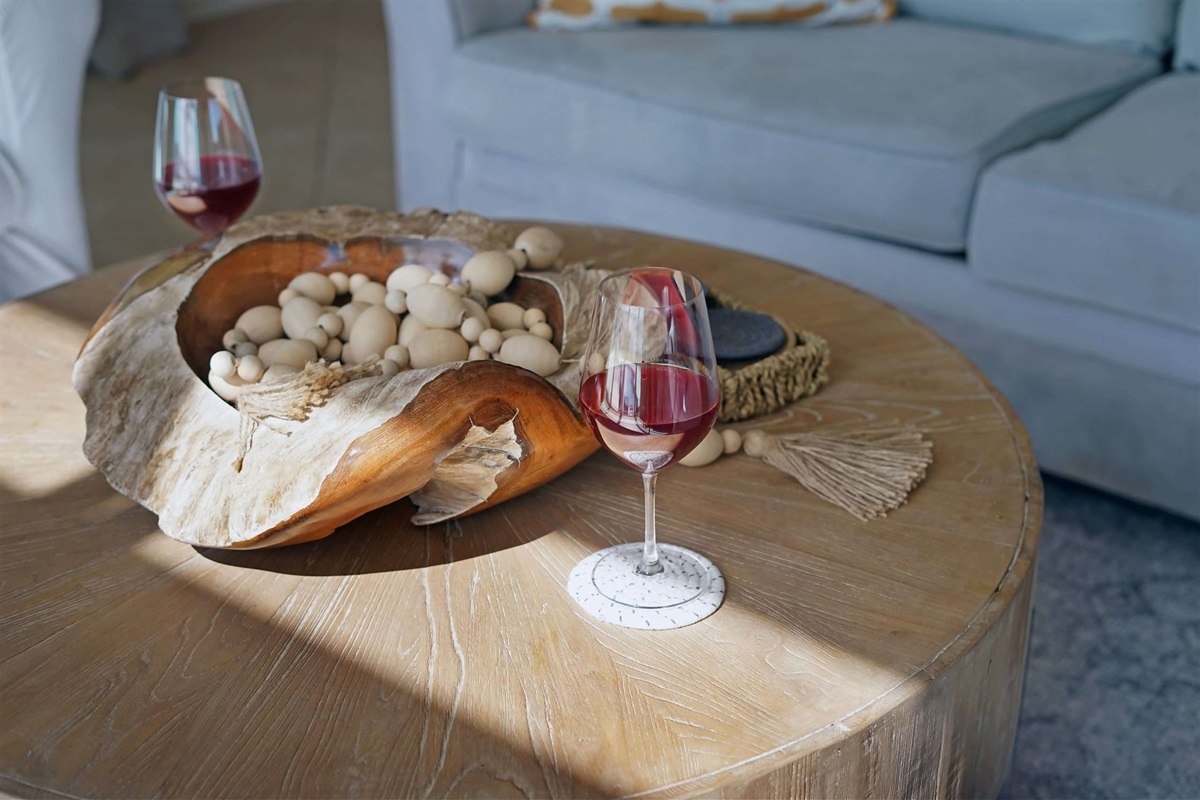 Enjoy a glass of wine while winding down after a fun-filled day in the Caribbean