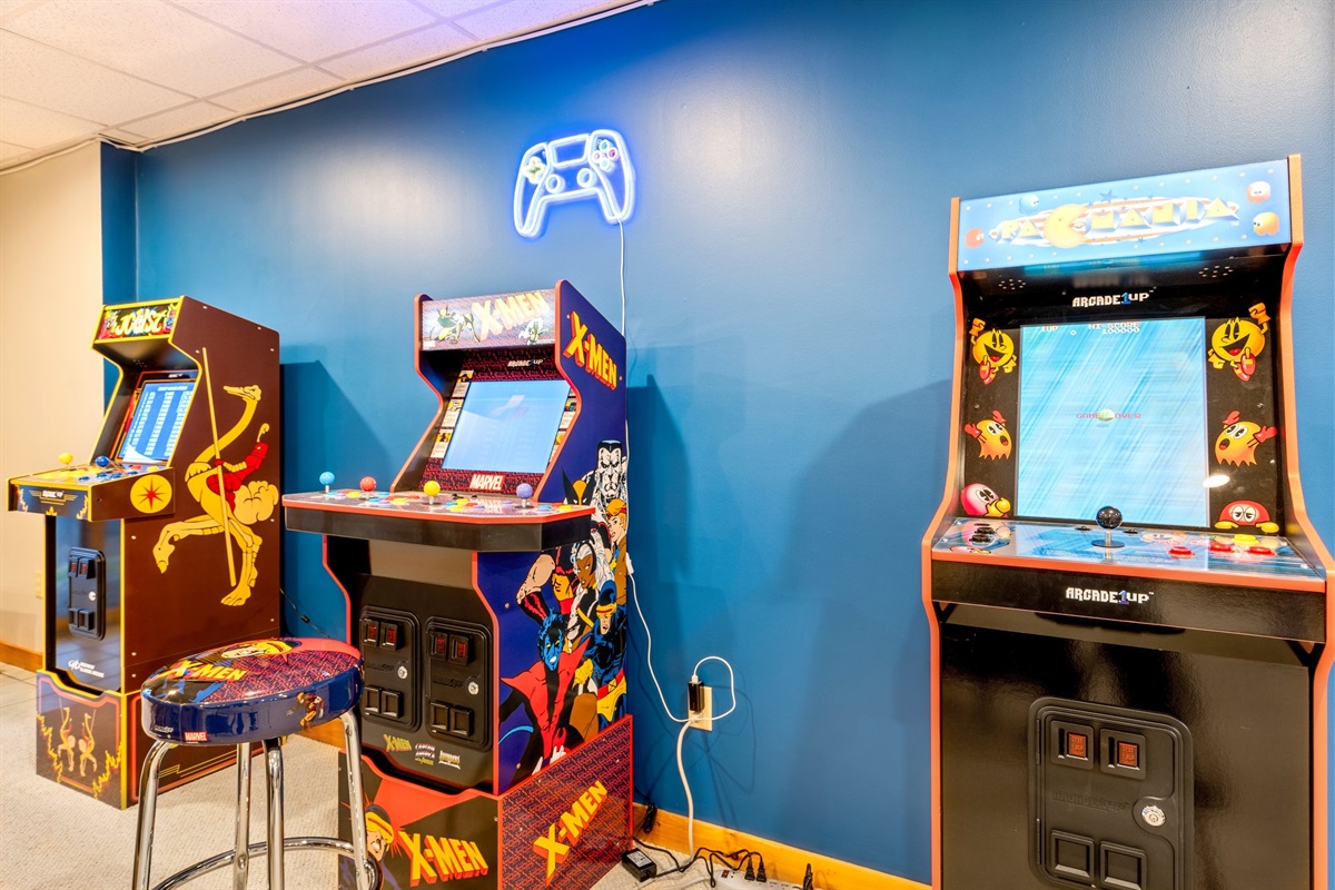 Let the games begin in this colorful arcade space designed for hours of nonstop entertainment.