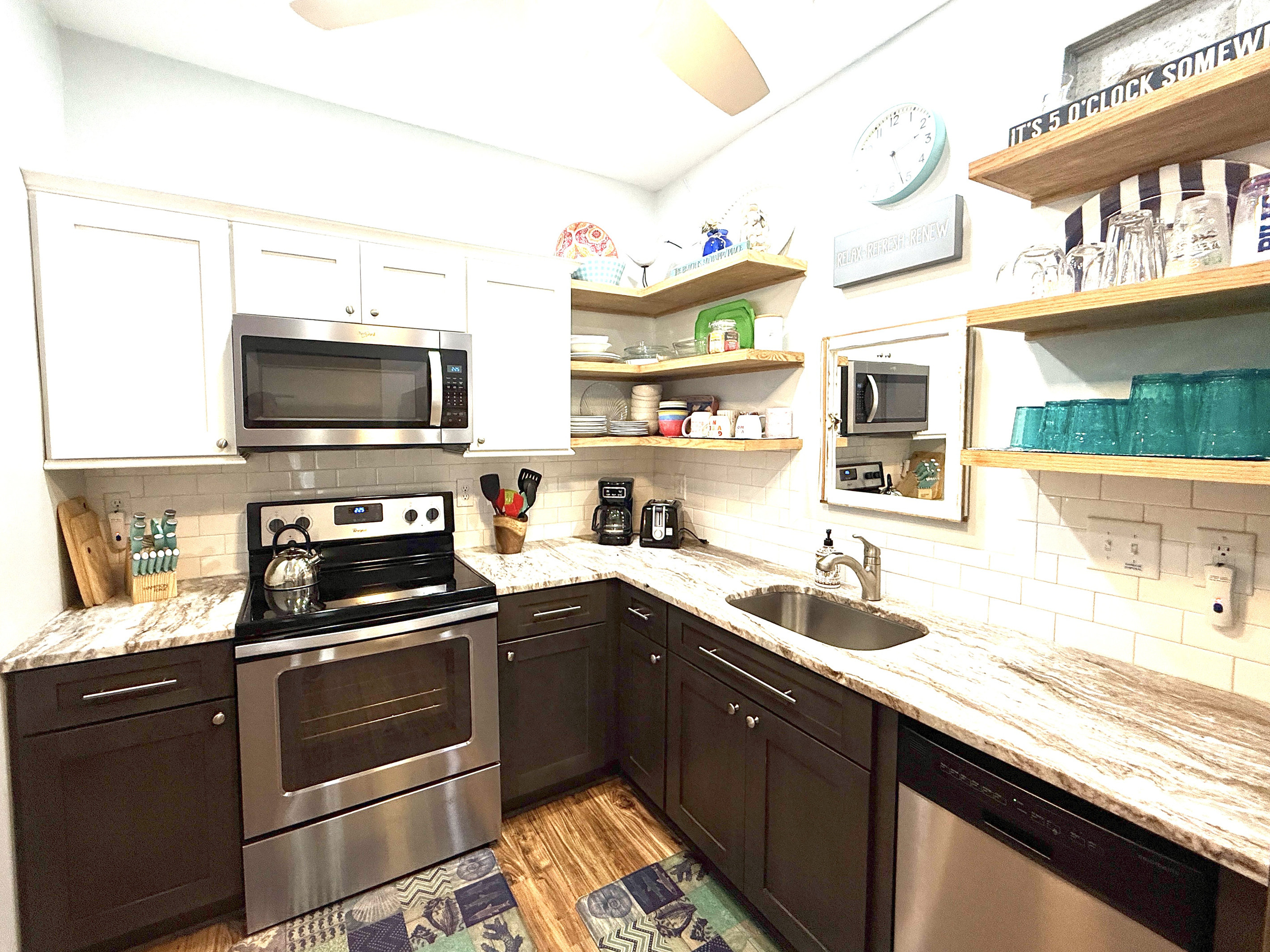 Well-appointed kitchen for longer stays when eating in is preferred