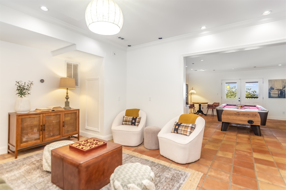 Additional seating space in basement