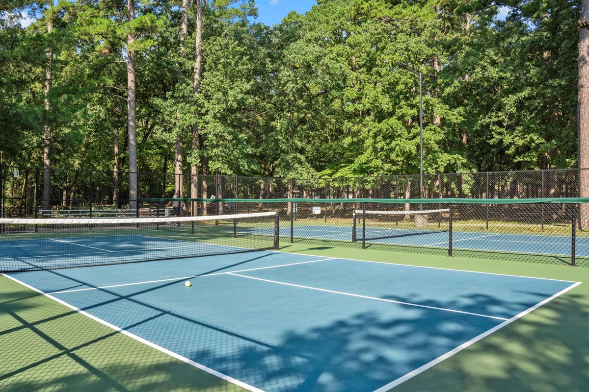 Pickleball courts nearby—watch out, it gets competitive!