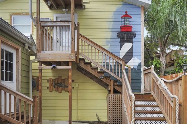 The iconic St Augustine lighthouse... Drawn to perfection. can you figure out how to turn on the lighthouse at night? 